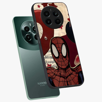 Web Warrior Vibes Glass Case displayed in angled mockup highlighting dynamic web design with comic style aesthetic.