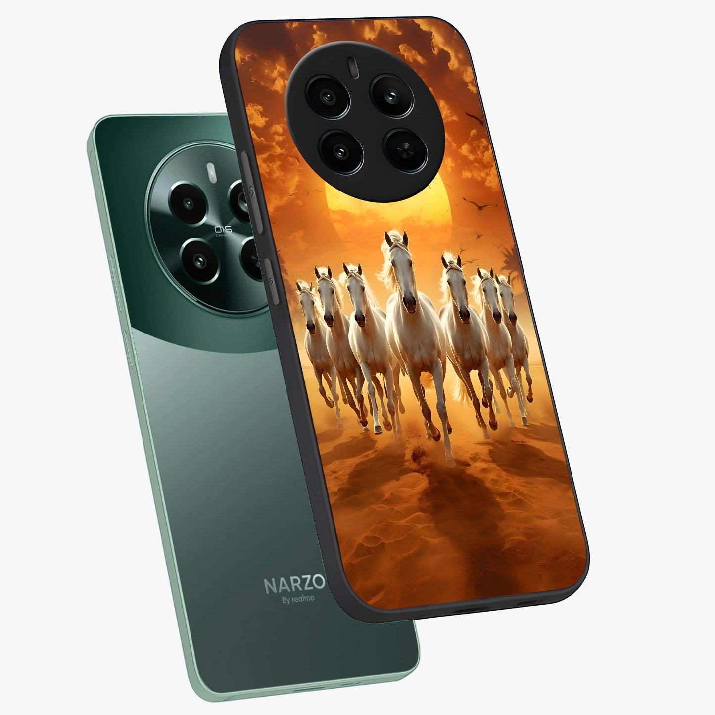 Wild Sunset Majesty Glass Case displayed in angled mockup highlighting vibrant sunset sky design with scenic aesthetic.