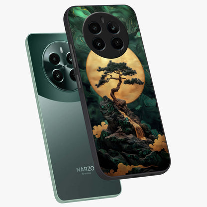 Zen Moon Rise Glass Case displayed in angled mockup highlighting peaceful lunar design with zen aesthetic style.