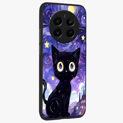 Abstract Cat Art Glass Case upright view showcasing creative feline illustration and aesthetic artistic style.