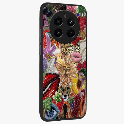 Beaded Fashion Jungle Glass Case upright view showcasing tropical jungle aesthetic with decorative bead elements.
