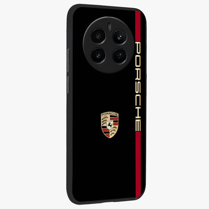 Black Minimal Porsche Glass Case upright view showcasing stylish automotive artwork with bold minimal theme.