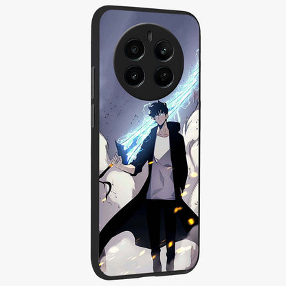 Dark Lightning Anime Warrior Glass Case upright view showcasing dramatic warrior artwork with dark lightning aesthetic.