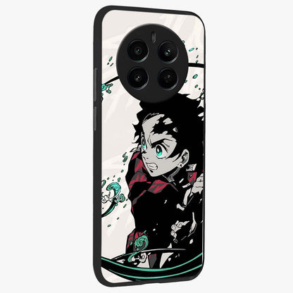 Demon Slayer Glass Case upright view showcasing powerful anime artwork with intense warrior theme.