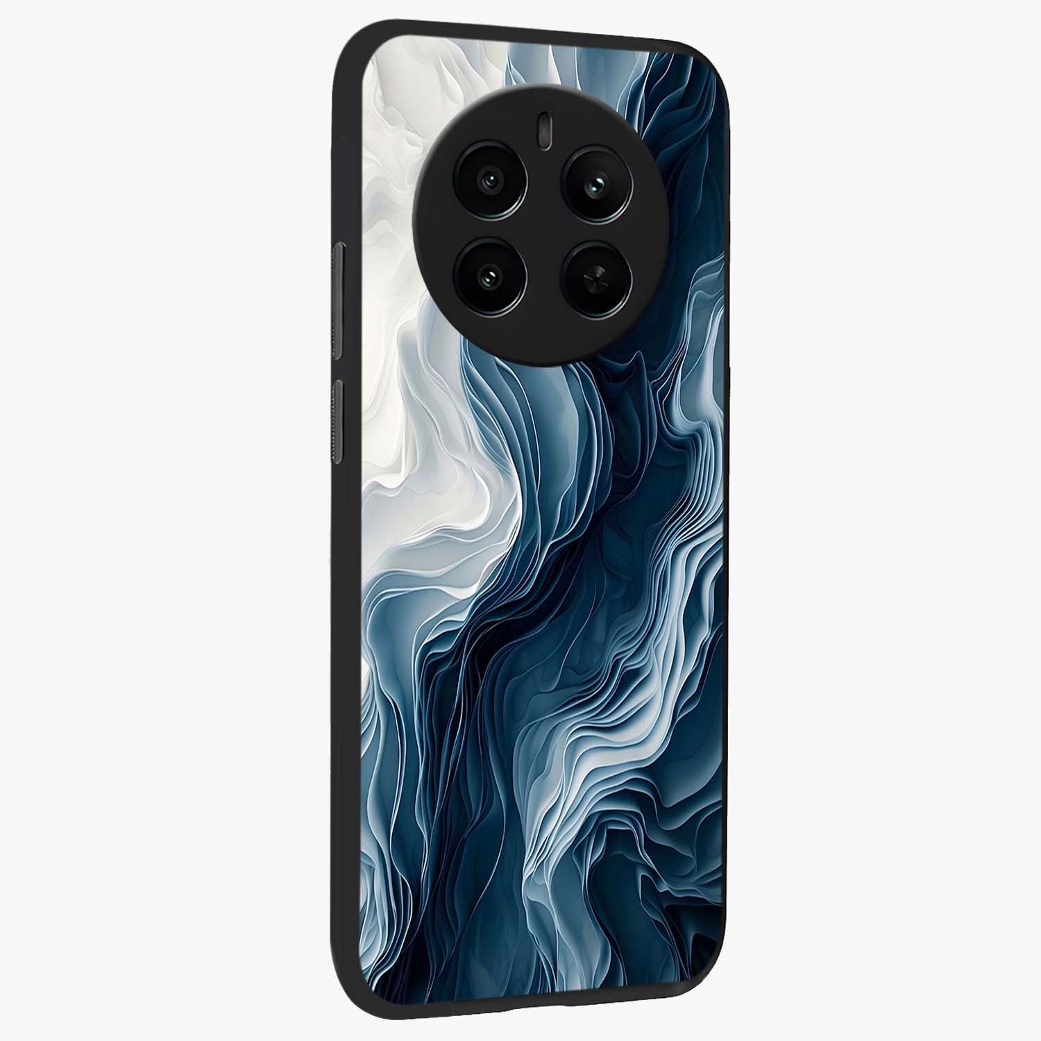 Ethereal Paper Marble Glass Case upright view showcasing smooth marble artwork with refined minimalist theme.