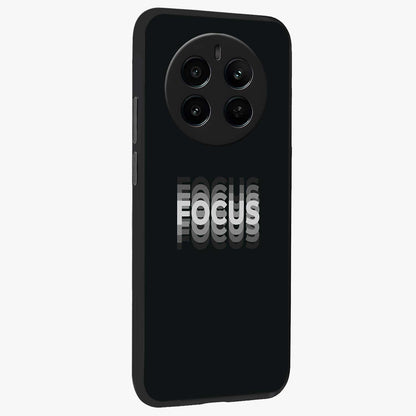 Focus Mode On Glass Case upright view showcasing strong typography statement with sleek motivational theme.