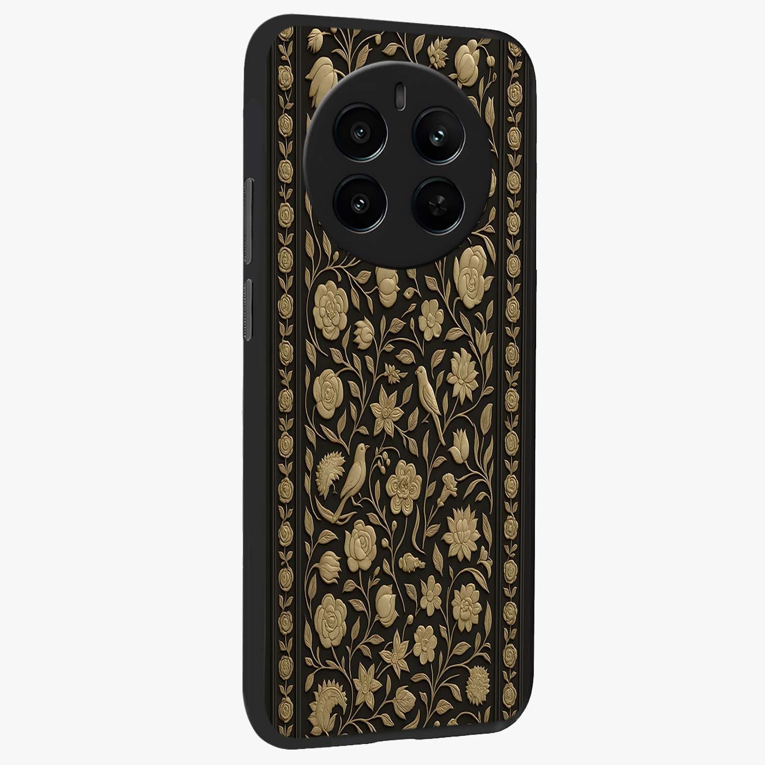 Golden Evil Eye Mandala Glass Case upright view showcasing decorative evil eye mandala artwork with spiritual aesthetic style.