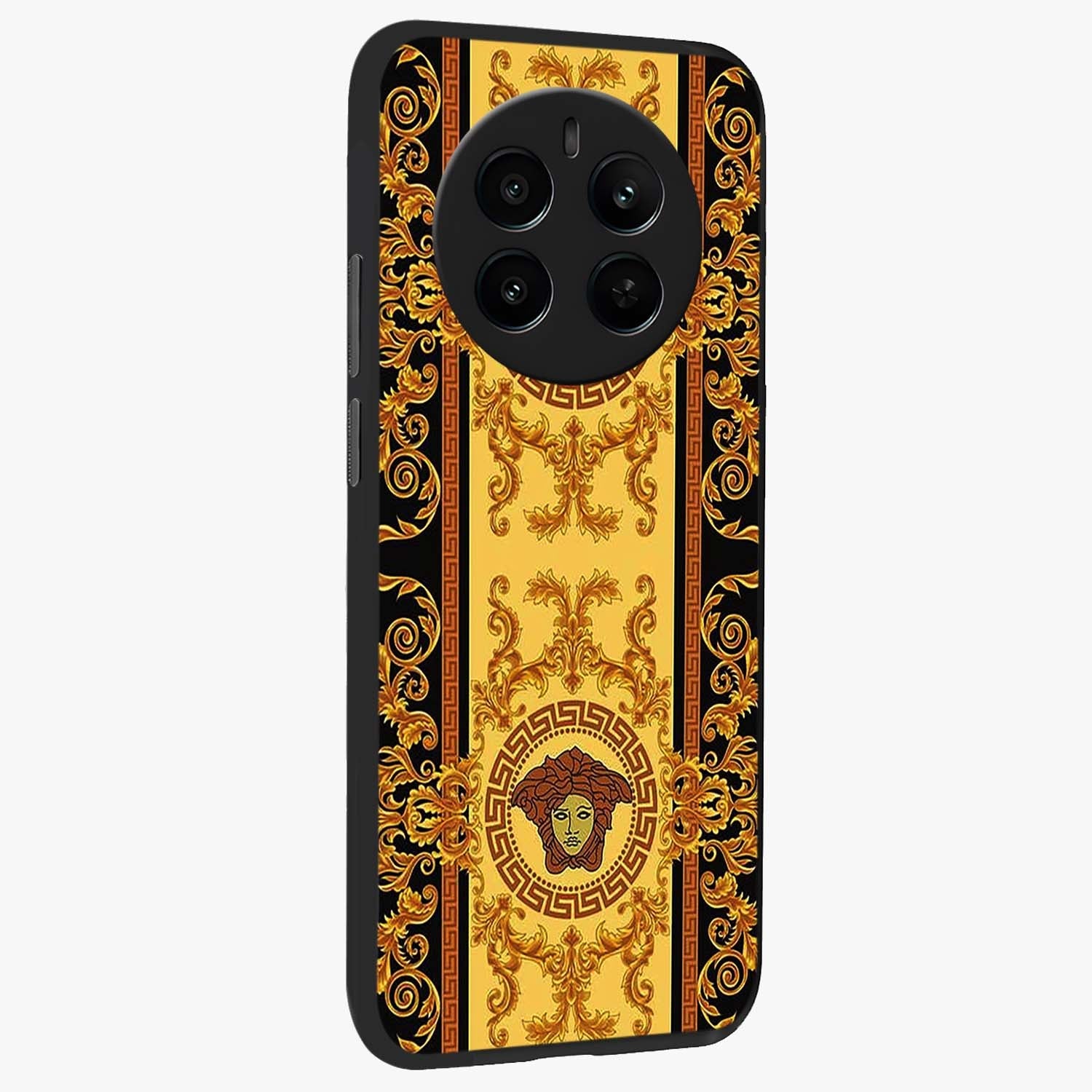 Golden Lotus Glow Glass Case upright view showcasing luminous lotus artwork with peaceful divine theme.