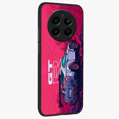 GT-R Car Pattern Glass Case upright view showcasing dynamic car pattern artwork with modern sports theme.