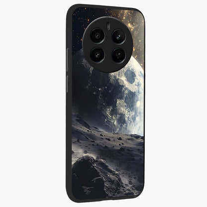 Lunar Horizon Glow Glass Case upright view showcasing radiant lunar artwork with calm cosmic theme.