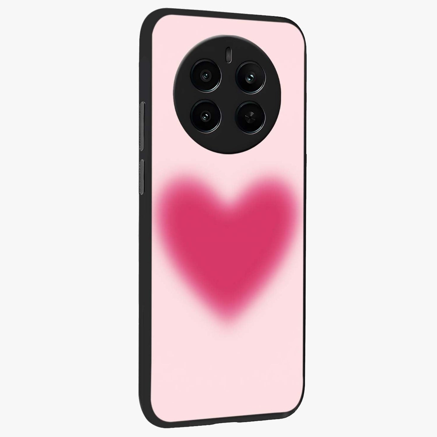 Pink Aura Heart Glass Case upright view showcasing romantic heart artwork with soft pastel theme.