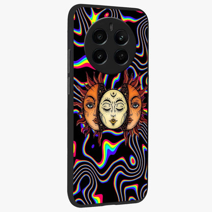 Psychedelic Sun Glass Case upright view showcasing trippy sun artwork with bold psychedelic theme.
