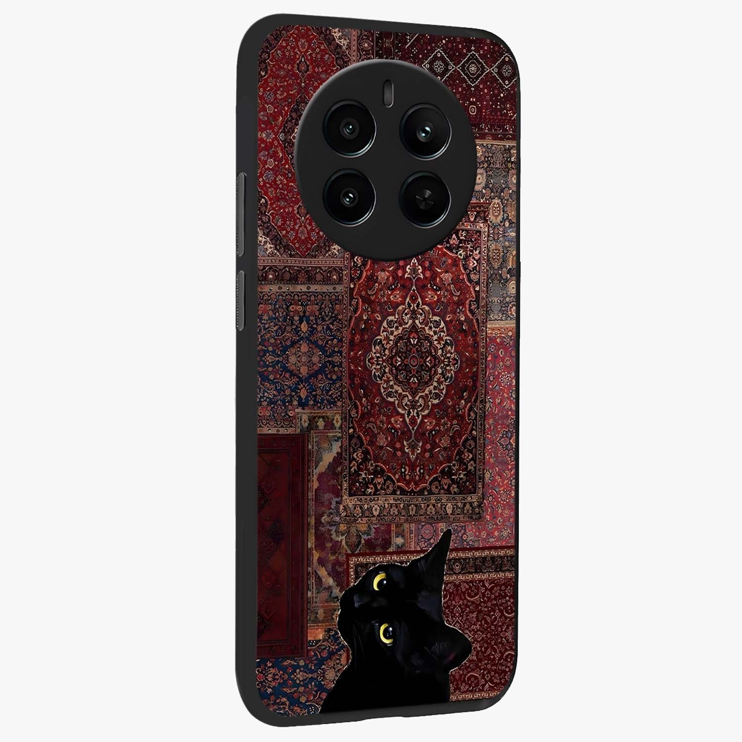 Regal Magic Cat Apple Glass Case upright view showcasing charming cat artwork with playful magical theme.