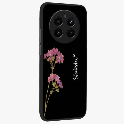 Riching Lavender Flower Custom Name Glass Case upright view showcasing elegant lavender floral artwork with personalized aesthetic.