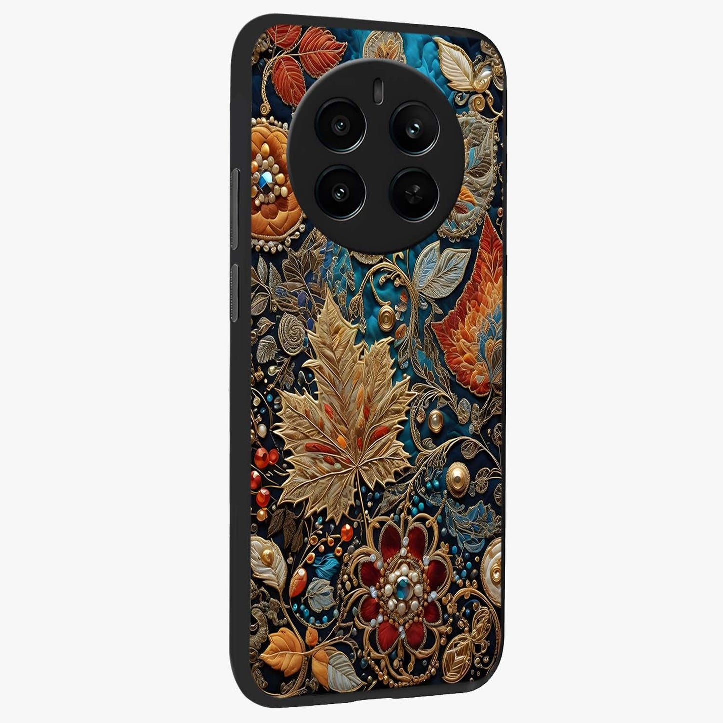 Royal Jewel Garden Glass Case upright view showcasing rich floral artwork with luxurious garden theme.