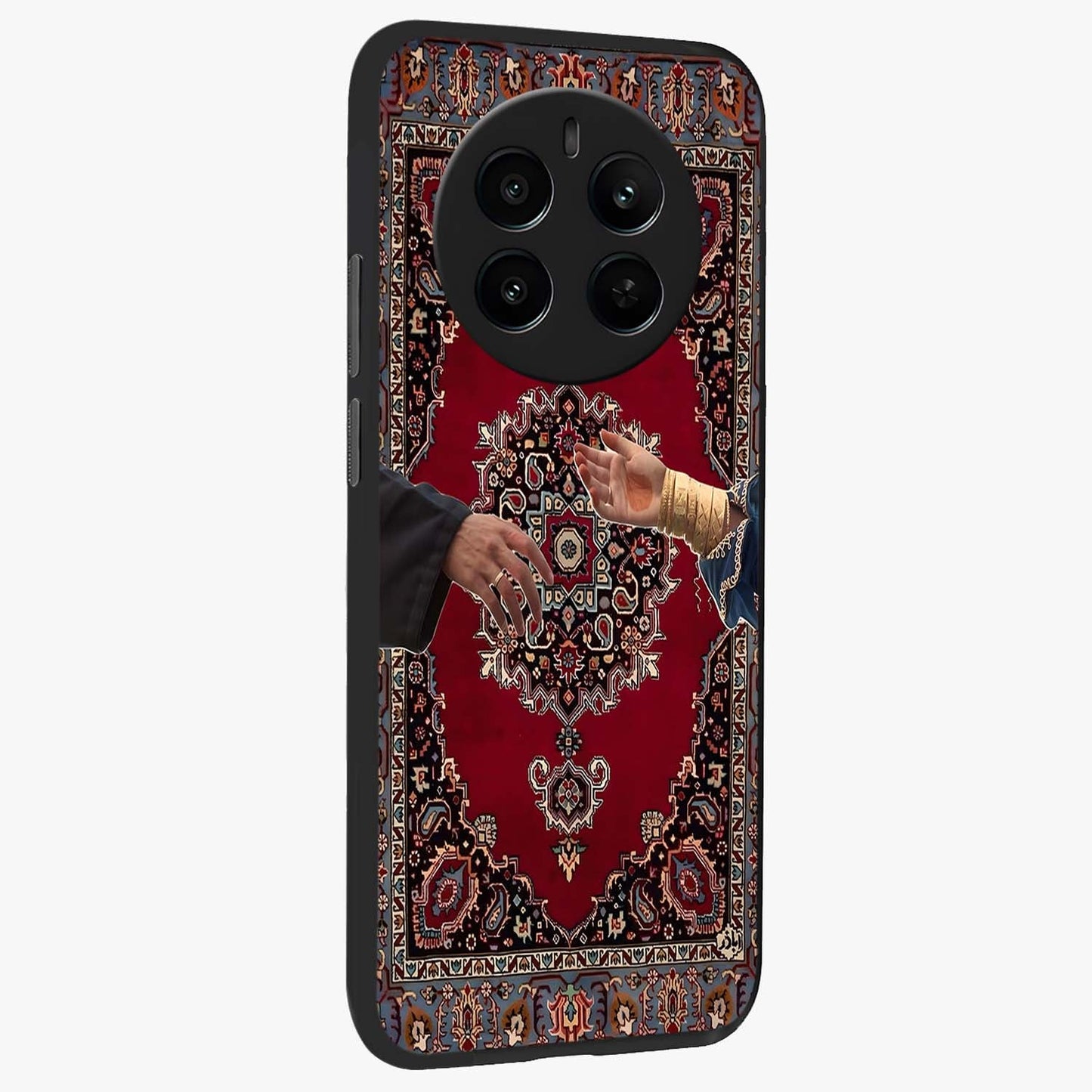 Royal Touch Reach Glass Case upright view showcasing stylish royal inspired artwork with graceful theme.