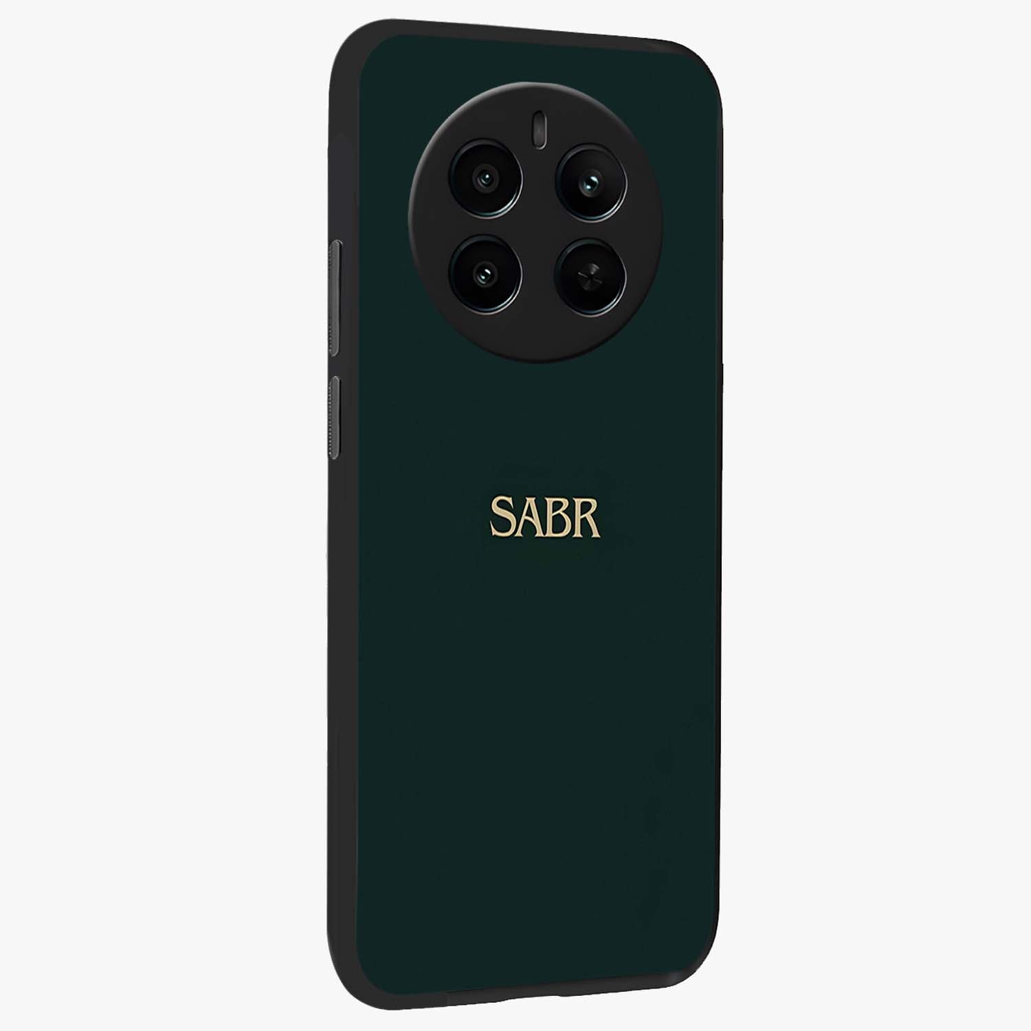 Sabr Minimal Patience Glass Case upright view showcasing calm minimalist artwork with motivational patience theme.