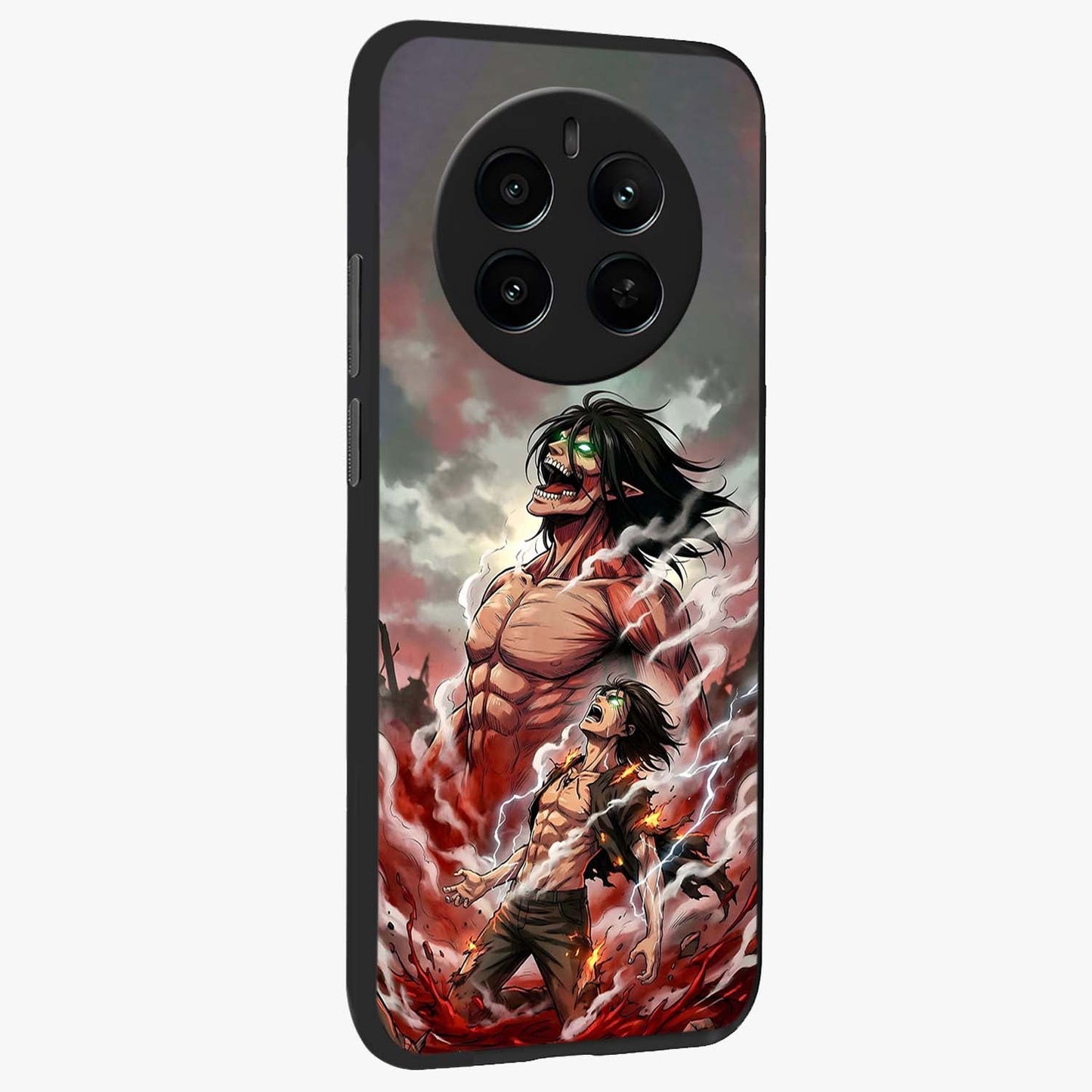 Titan Awakening Fury Glass Case upright view showcasing intense titan artwork with epic fantasy theme.