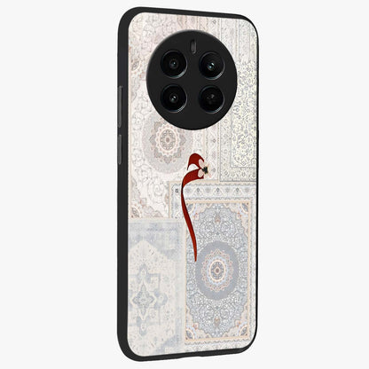 White Aesthetic Bow Glass Case upright view showcasing delicate ribbon bow artwork with cute minimalist theme.