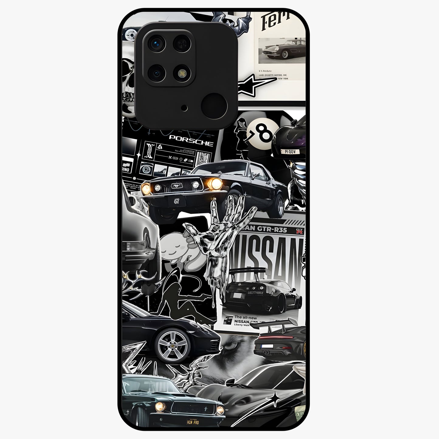 Aesthetic Dark Love Glass Case showing flat back view with dark romantic artwork and glossy glass finish.