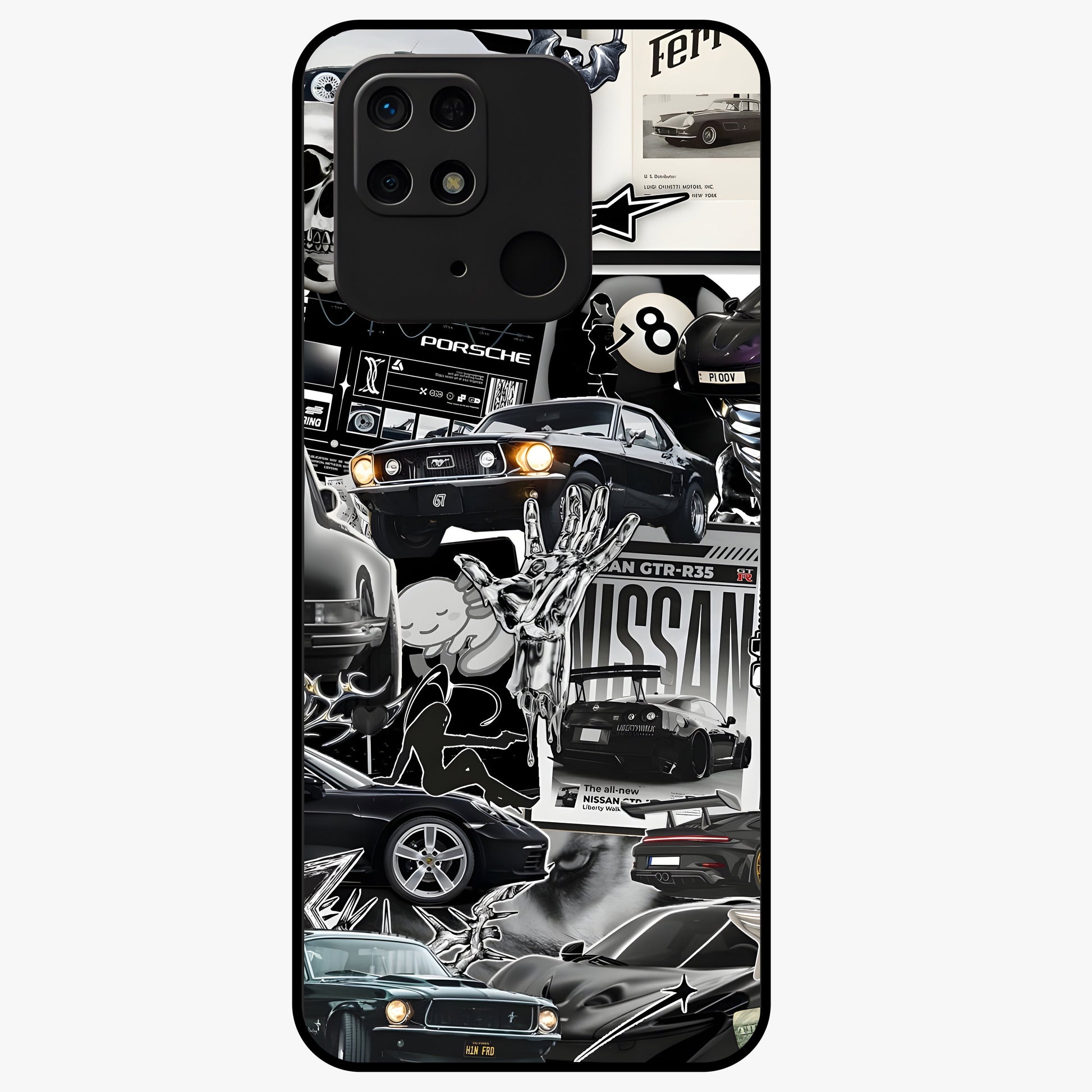 Aesthetic Dark Love Glass Case showing flat back view with dark romantic artwork and glossy glass finish.