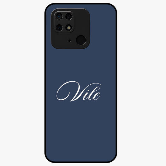 Blue Background Personalized Custom Name Glass Case showing flat back view with minimal blue background and custom name design.