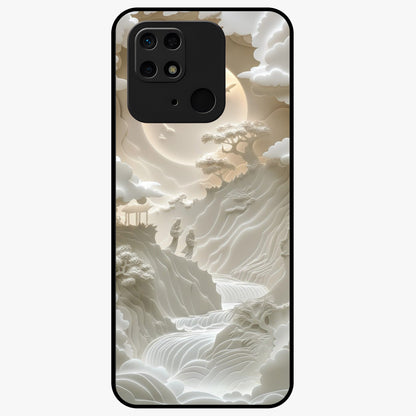 Celestial Origami Glass Case showing flat back view with artistic origami inspired celestial artwork and glossy glass finish.