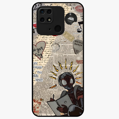 City Dream Sketch Glass Case showing flat back view with artistic city skyline sketch artwork and glossy glass finish.