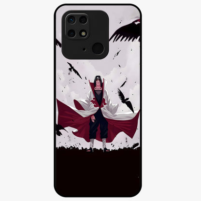 Crimson Crow Ascension Glass Case showing flat back view with mystical crow artwork and glossy glass finish.