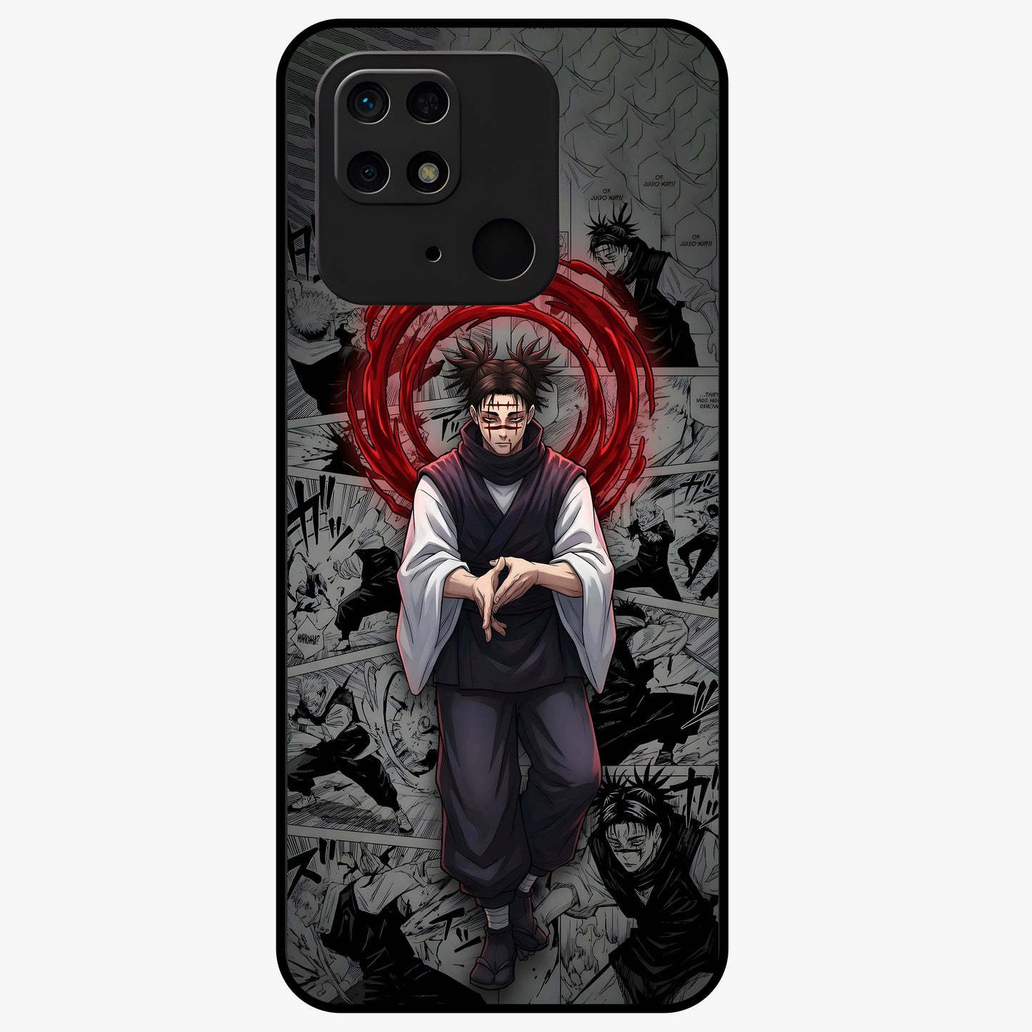 Cursed Ritual Ascension Glass Case showing flat back view with dark ritual themed artwork and glossy glass finish.