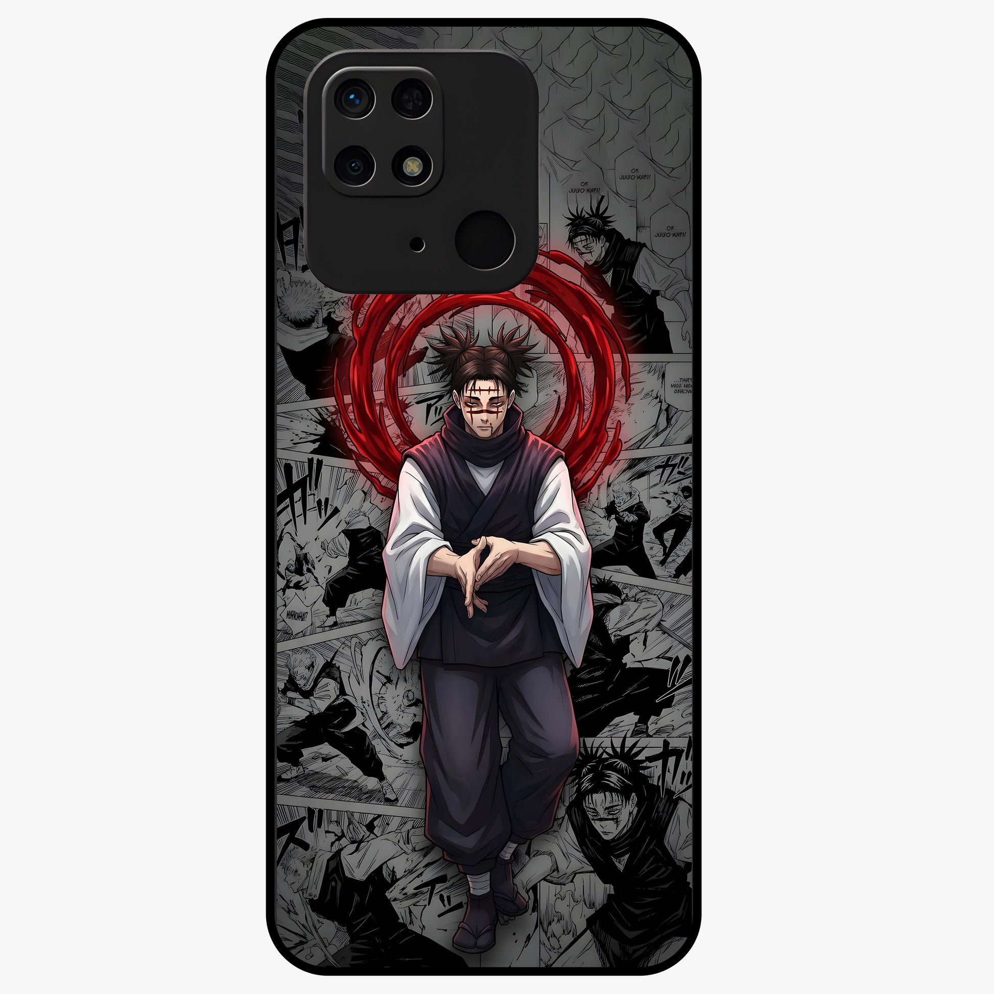 Cursed Ritual Ascension Glass Case showing flat back view with dark ritual themed artwork and glossy glass finish.