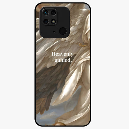 Divine Winged Grace Glass Case showing flat back view with elegant wing inspired artwork and glossy glass finish.