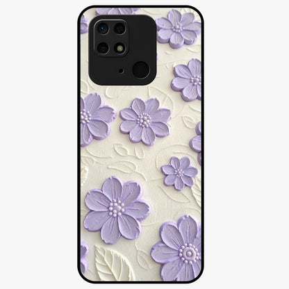 Floral Wall Art With Purple Flowers Glass Case showing flat back view with purple flower artwork and glossy glass finish.