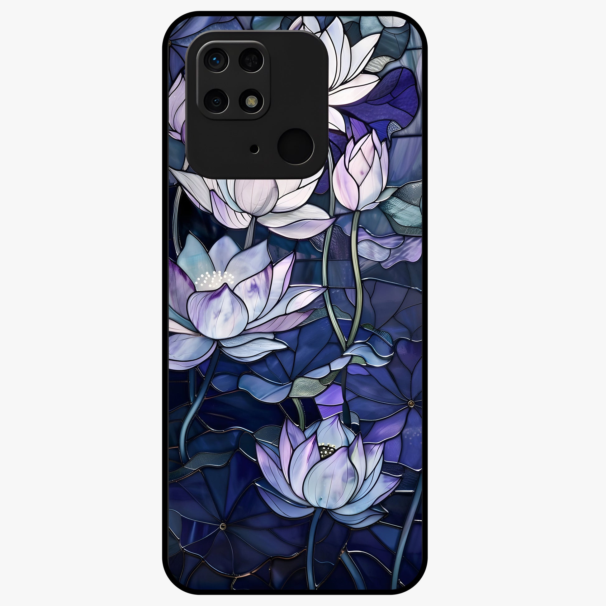 Gloss Petal Rush Glass Case showing flat back view with glossy flower petal artwork and smooth glass finish.