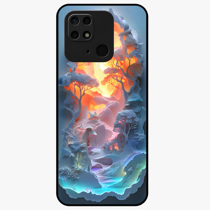 Glow Forest Portal Glass Case showing flat back view with glowing forest portal artwork and glossy glass finish.