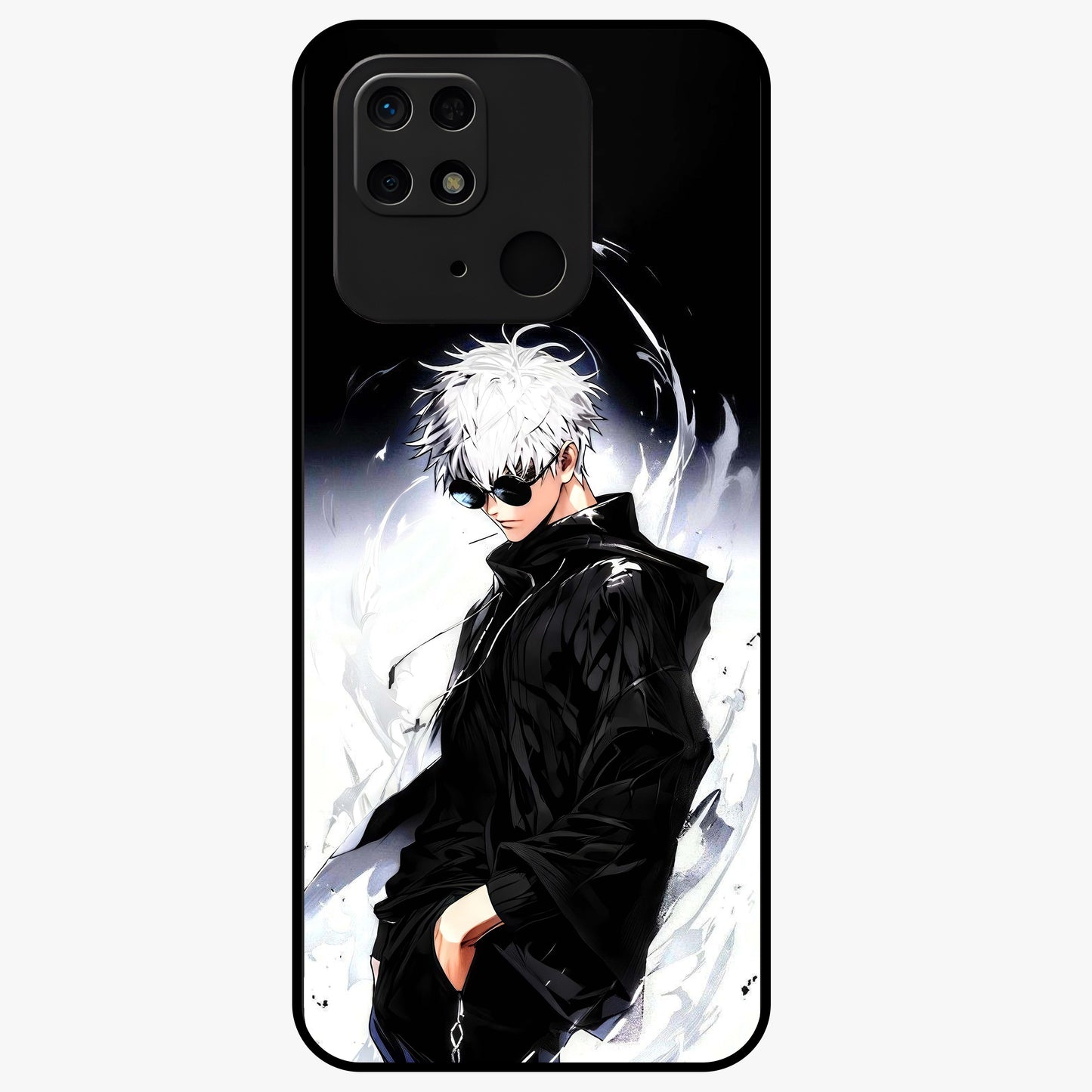 Limitless Shadow King Glass Case showing flat back view with powerful shadow warrior artwork and glossy glass finish.