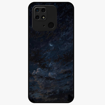 Lunar Veil Silence Glass Case showing flat back view with mystical moon veil artwork and glossy glass finish.