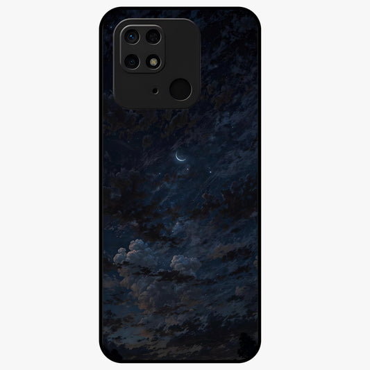 Lunar Veil Silence Glass Case showing flat back view with mystical moon veil artwork and glossy glass finish.