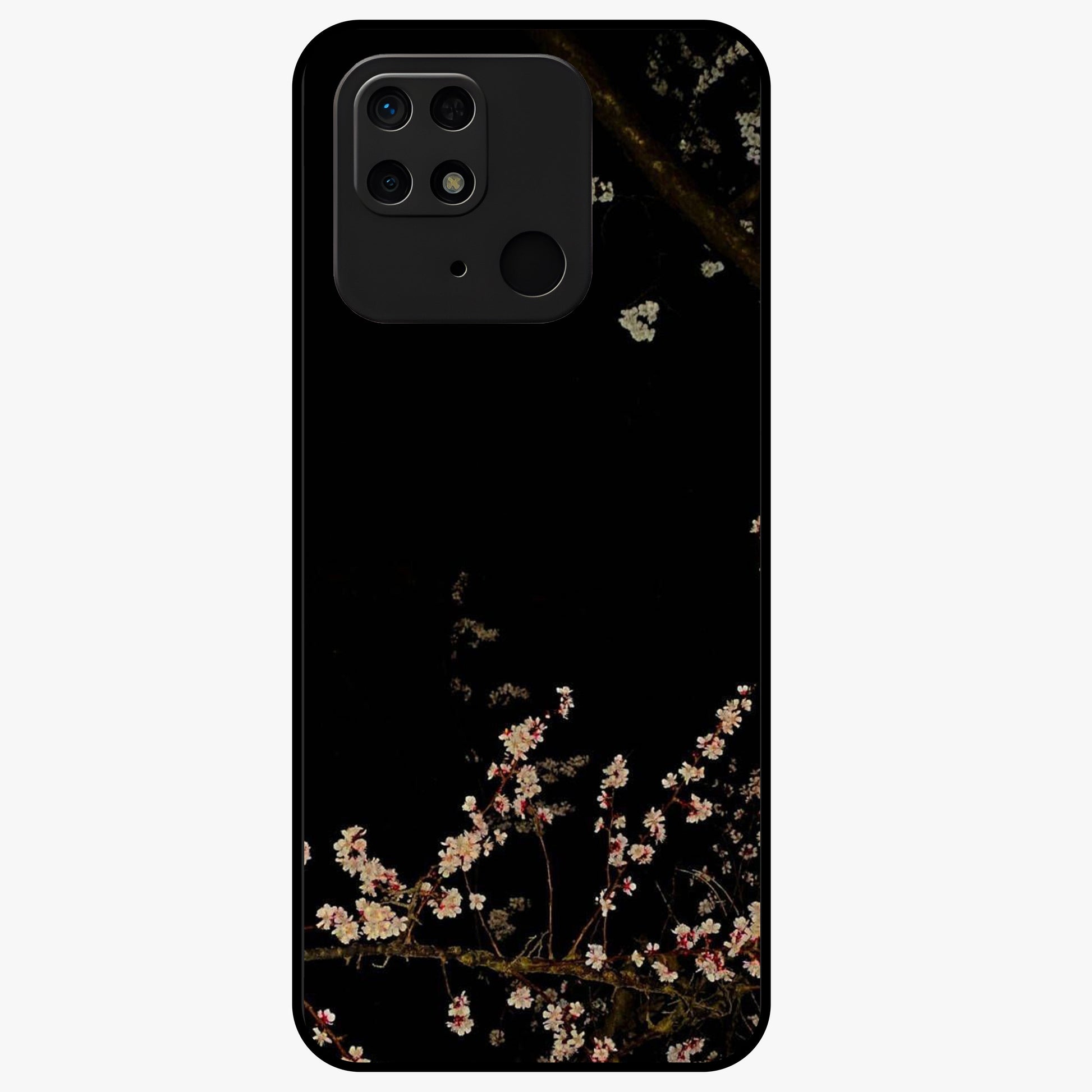 Petal Moon Light With Custom Name Glass Case showing flat back view with floral moonlight artwork and personalized name design.