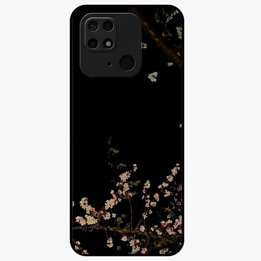 Petal Moon Light With Custom Name Glass Case showing flat back view with floral moonlight artwork and personalized name design.