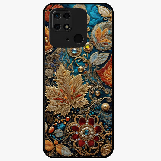 Royal Jewel Garden Glass Case showing flat back view with decorative floral garden artwork and glossy glass finish.