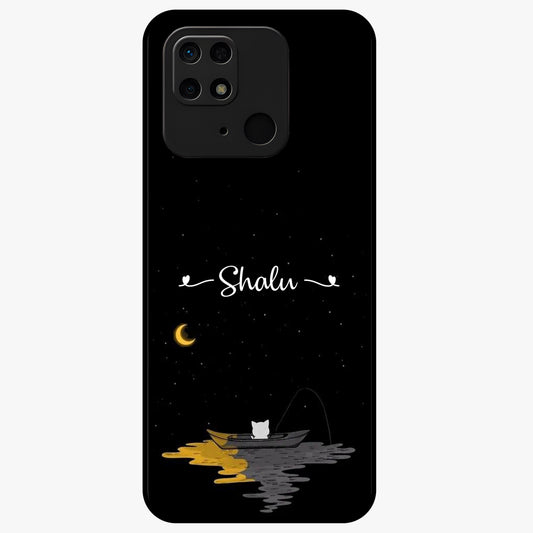 Silent Night Row Glass Case showing flat back view with calm night themed artwork and glossy glass finish.