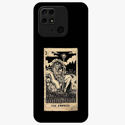 The Empress Glass Case showing flat back view with regal feminine artwork and glossy glass finish.