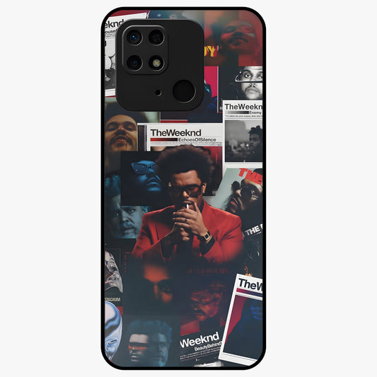The Weeknd Glass Case showing flat back view with music inspired artistic portrait artwork and glossy glass finish.