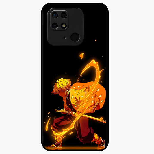Thunder Flame Execution Glass Case showing flat back view with powerful flame and lightning artwork and glossy glass finish.