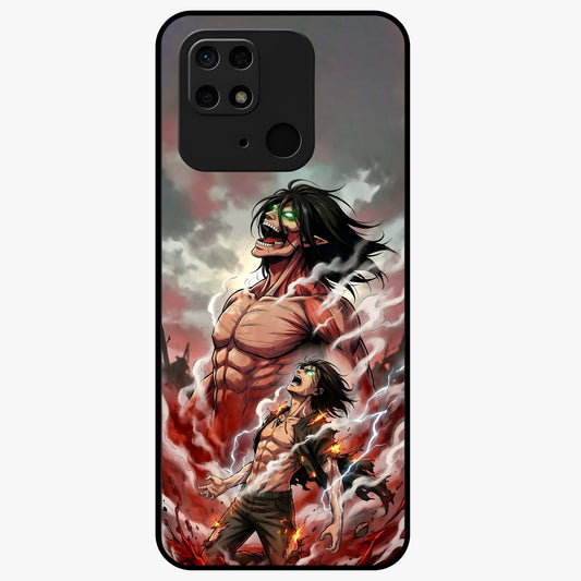 Titan Awakening Fury Glass Case showing flat back view with powerful titan inspired artwork and glossy glass finish.