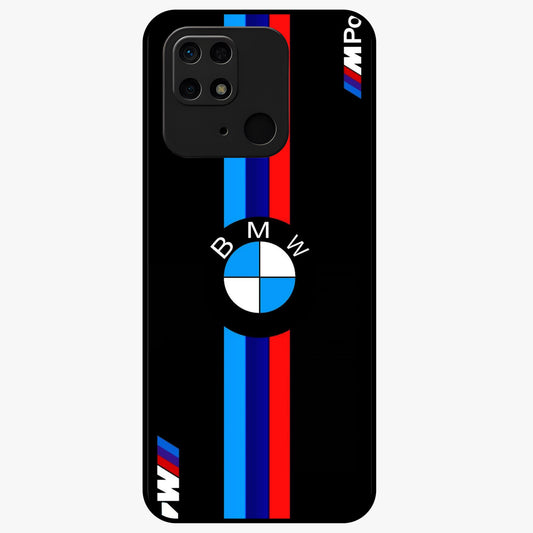Turbo BMW Beast Glass Case showing flat back view with high performance sports car artwork and glossy glass finish.