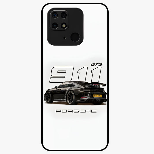 Turbo Legacy Icon Glass Case showing flat back view with iconic sports car inspired artwork and glossy glass finish.