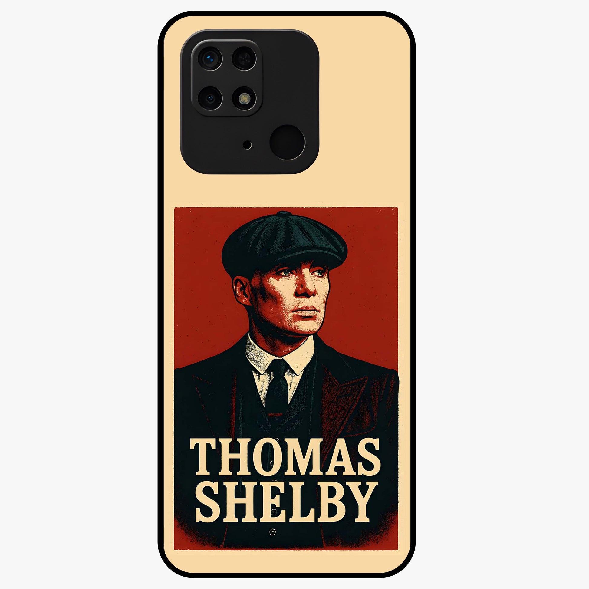 Vintage Mafia Authority Glass Case showing flat back view with bold vintage mafia inspired artwork and glossy glass finish.