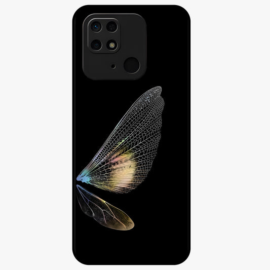 Whispers Of Wings Glass Case showing flat back view with graceful wing inspired artwork and glossy glass finish.